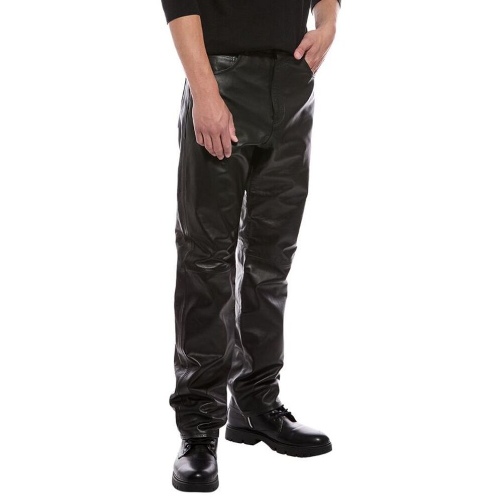 Blk Dnm Mens  Leather Pant, Black